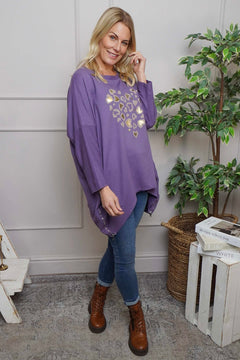 Evette Heart Cotton Top Purple