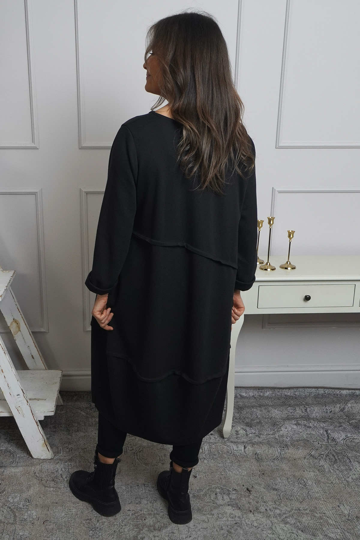 Minnie Seam Detail Cotton Tunic Black