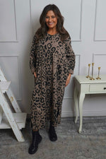 Darya Leopard Cotton Dress Mocha Mocha - Darya Leopard Cotton Dress Mocha