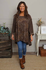 Kacey Print Needlecord Top Nutmeg Nutmeg - Kacey Print Needlecord Top Nutmeg