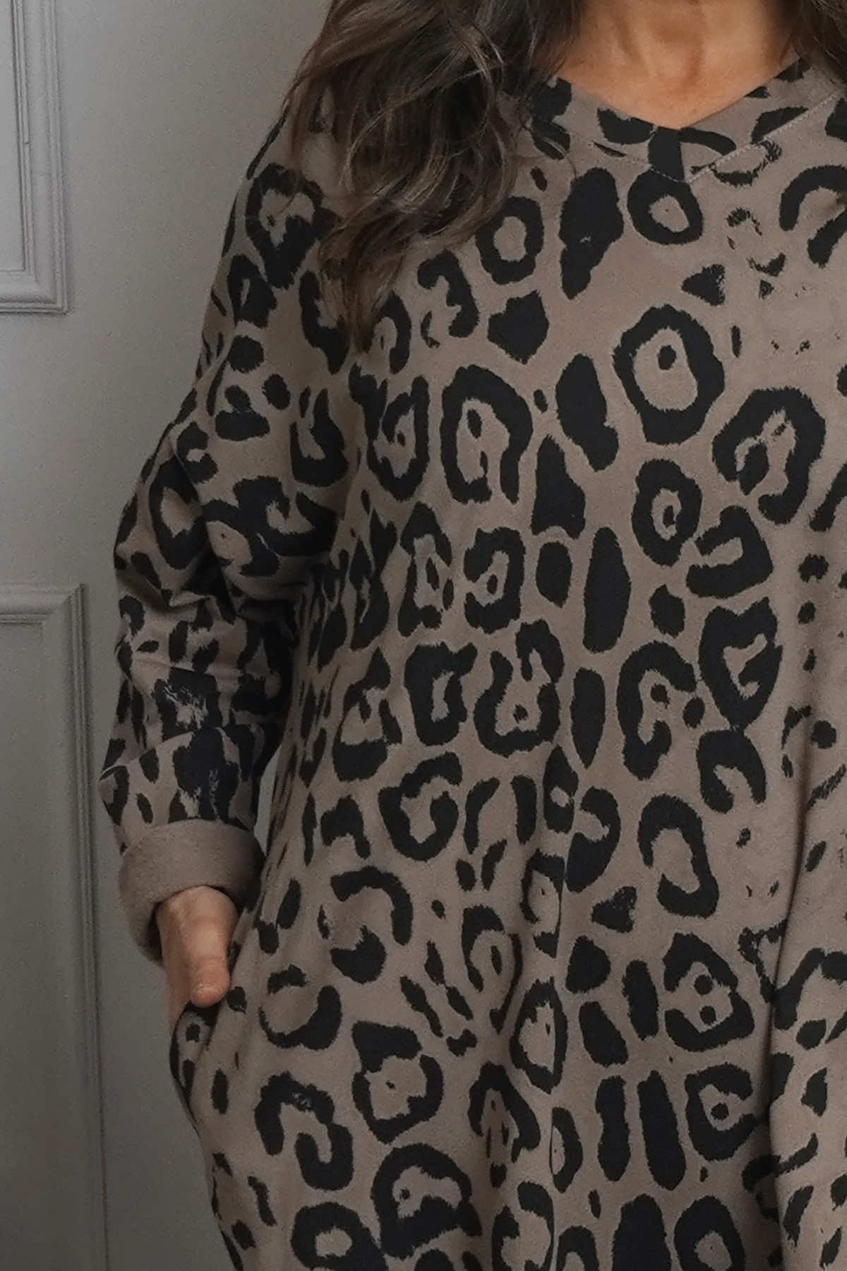 Darya Leopard Cotton Dress Mocha