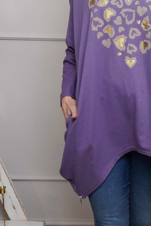 Evette Heart Cotton Top Purple - Image 3