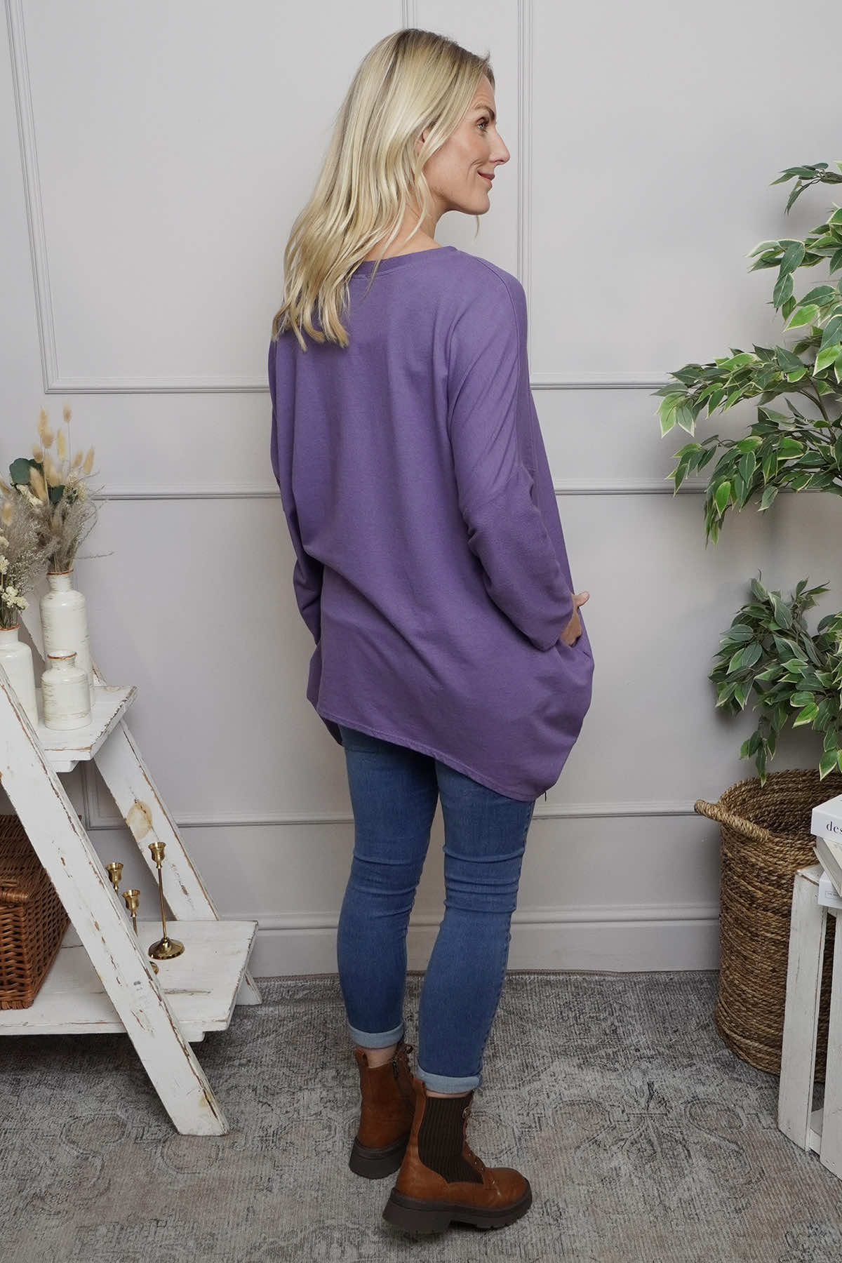 Evette Heart Cotton Top Purple