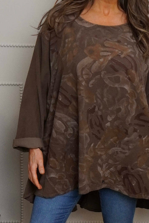 Kacey Print Needlecord Top Nutmeg - Image 3