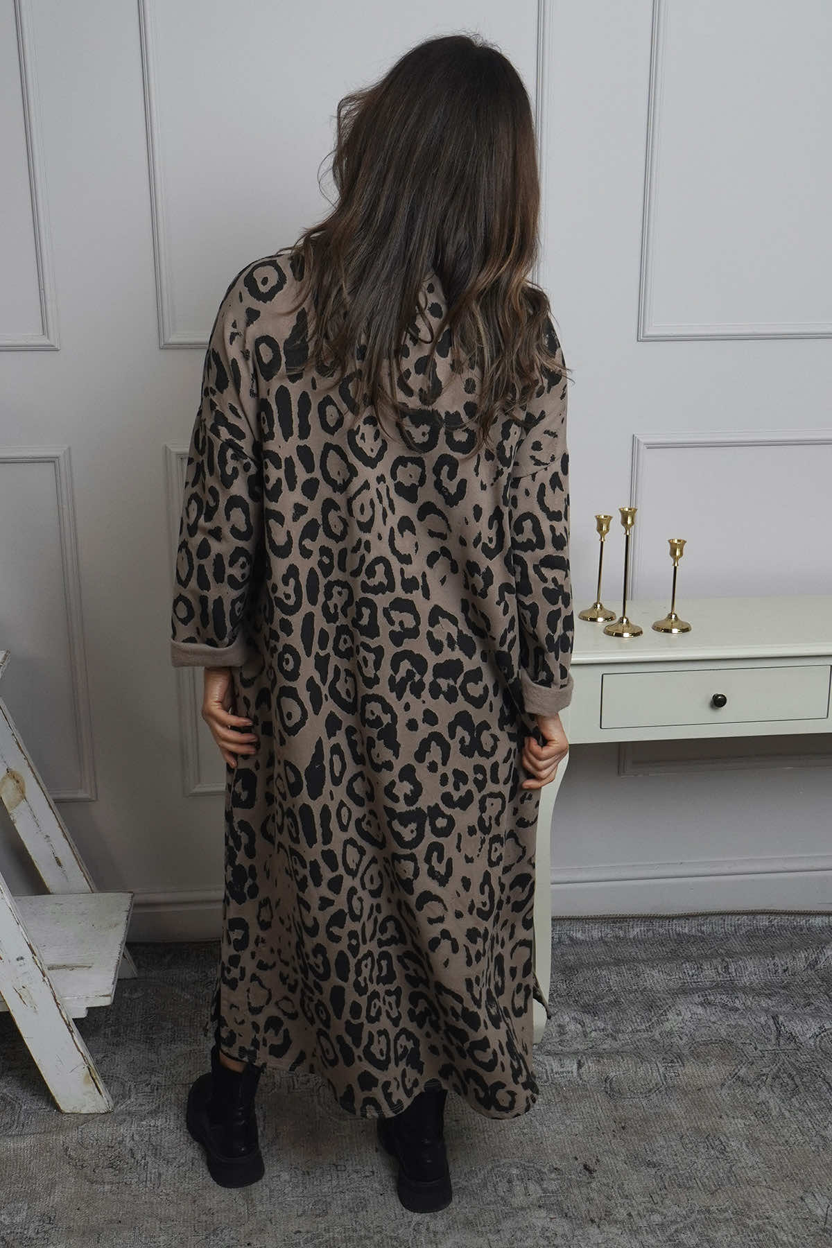 Darya Leopard Cotton Dress Mocha