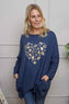 Evette Heart Cotton Top Navy