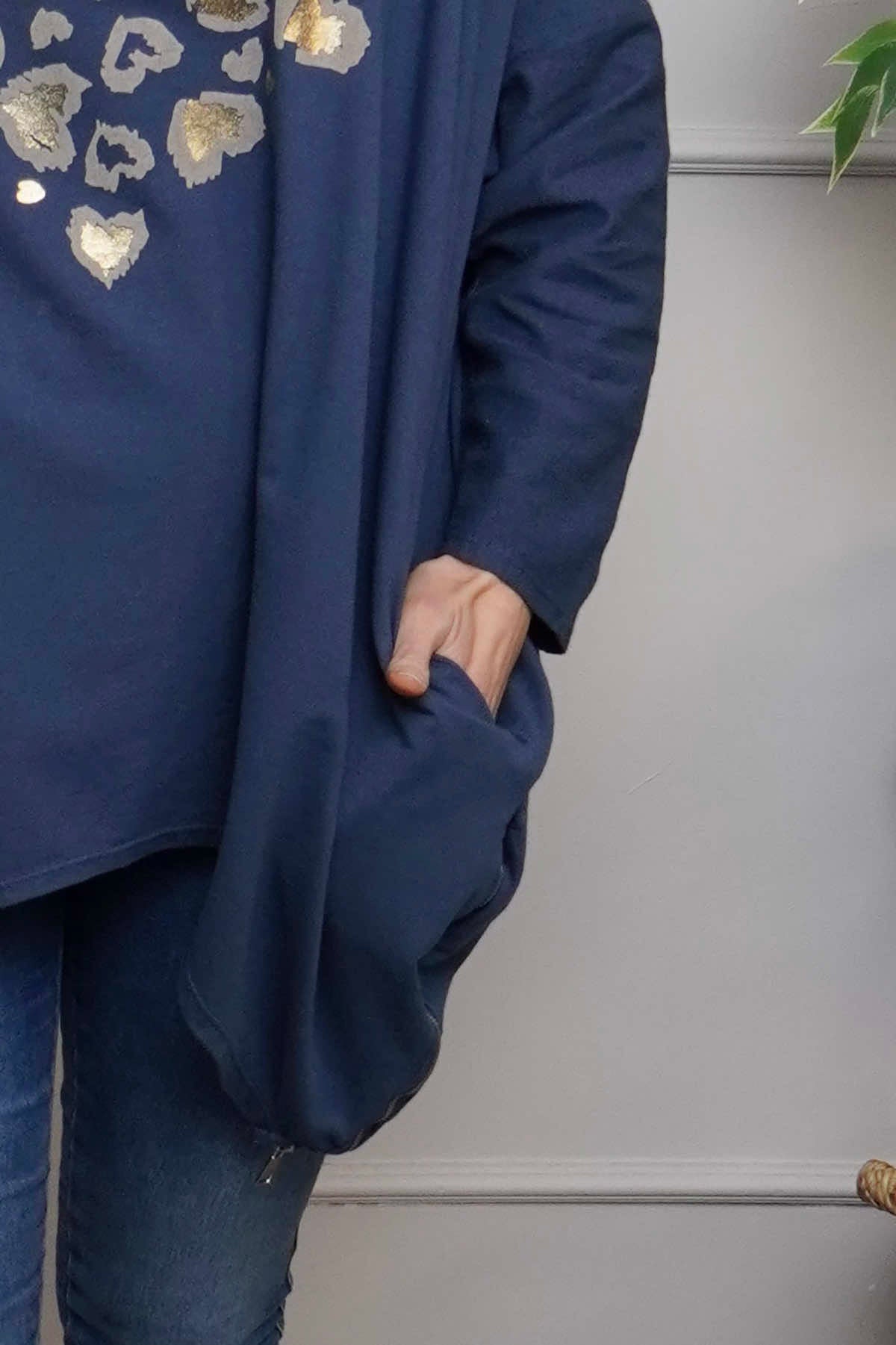 Evette Heart Cotton Top Navy