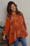 Kacey Print Needlecord Top Burnt Orange