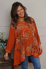 Kacey Print Needlecord Top Burnt Orange