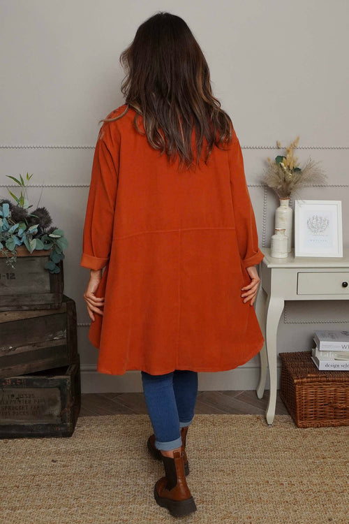 Kacey Print Needlecord Top Burnt Orange - Image 4