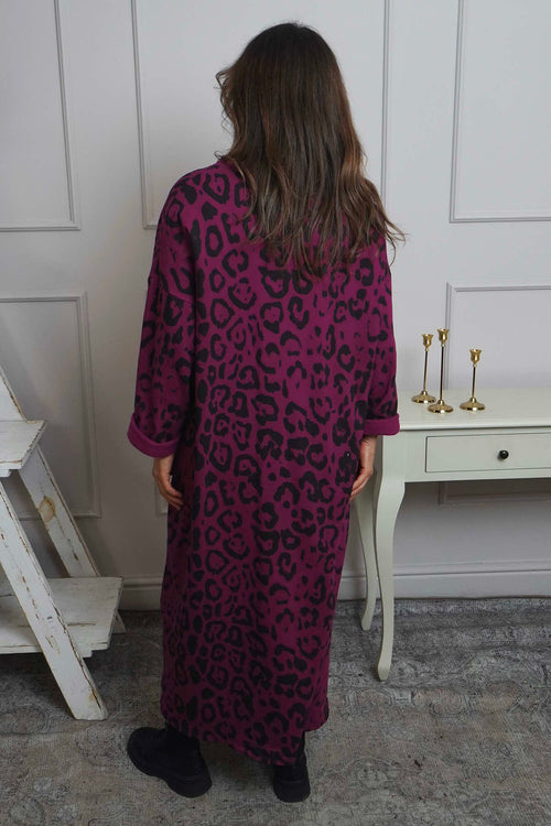Darya Leopard Cotton Dress Magenta - Image 4