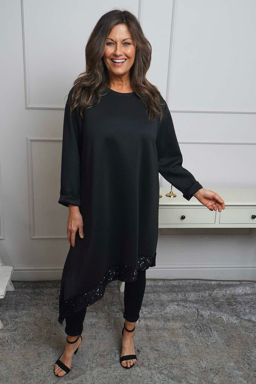 Viola Sequin Hem Tunic Black - Image 3
