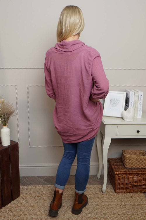 Beulah Cowl Neck Cotton Top Grape - Image 4