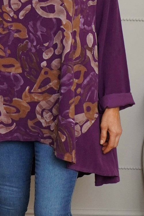 Kacey Print Needlecord Top Purple - Image 3