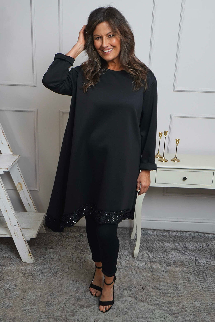 Viola Sequin Hem Tunic Black