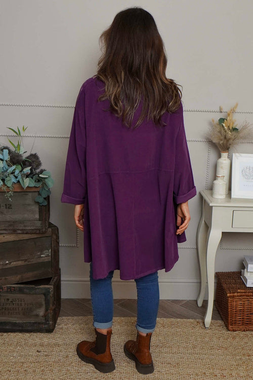 Kacey Print Needlecord Top Purple - Image 4