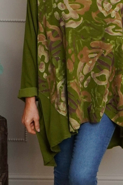 Kacey Print Needlecord Top Olive - Image 3