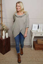 Beulah Cowl Neck Cotton Top Mocha Mocha - Beulah Cowl Neck Cotton Top Mocha