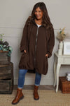 Emelina Zip Hooded Cotton Jacket Cocoa
