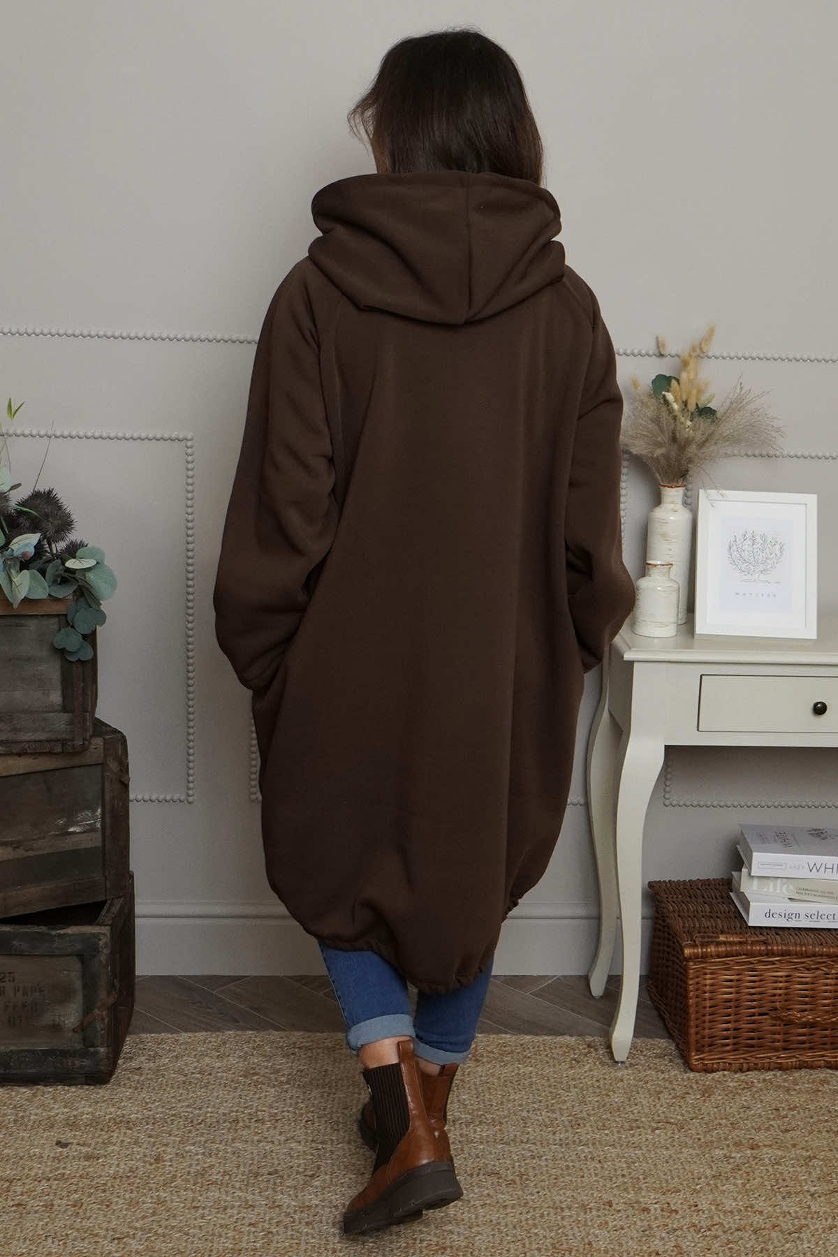 Emelina Zip Hooded Cotton Jacket Cocoa