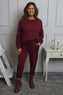 Lina Cord Detail Cotton Joggers Burgundy