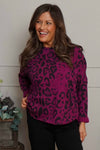 Novalie Leopard Cotton Top Magenta