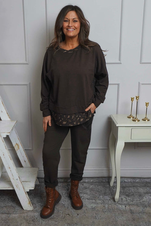 Nicky Leopard Print Cotton Top Cocoa