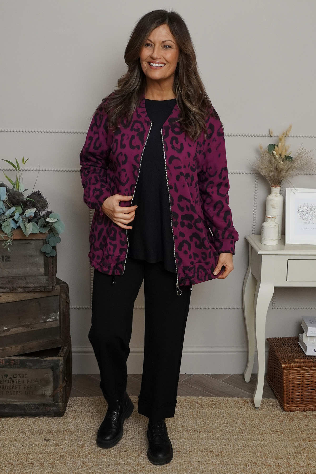 Katana Leopard Cotton Jacket Magenta