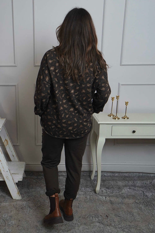 Nicky Leopard Print Cotton Top Cocoa - Image 4