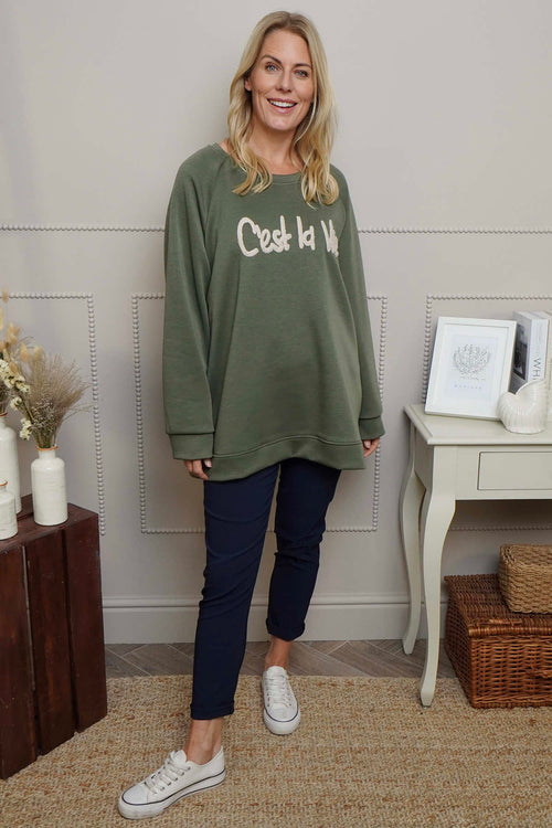 C'est La Vie Sweatshirt Khaki - Image 3