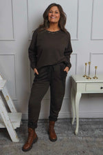 Lina Cord Detail Cotton Joggers Cocoa Cocoa - Lina Cord Detail Cotton Joggers Cocoa