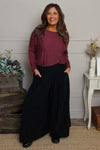 Trish Wide Leg Needlecord Trousers Black