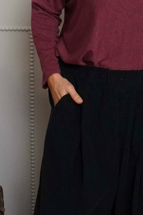 Trish Wide Leg Needlecord Trousers Black - Image 3