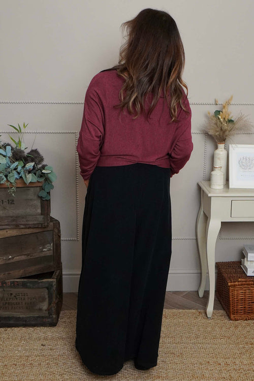 Trish Wide Leg Needlecord Trousers Black - Image 4