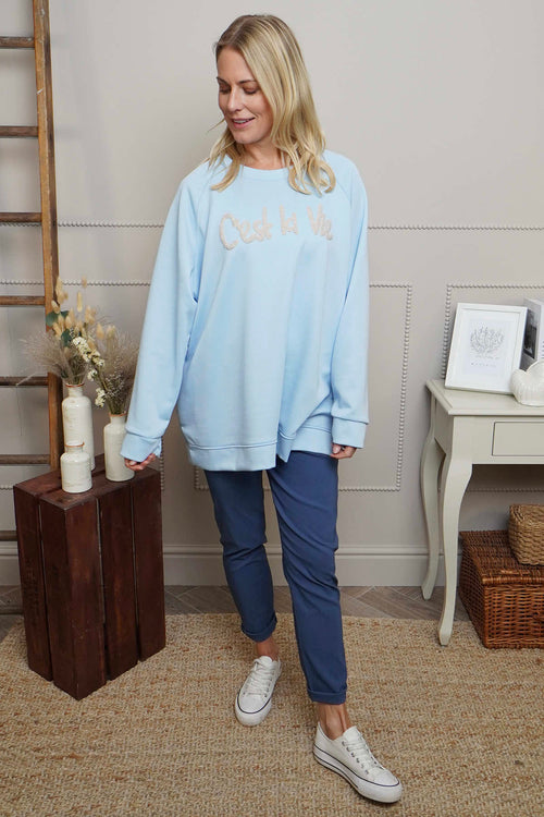 C'est La Vie Sweatshirt Light Blue - Image 1