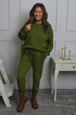 Lina Cord Detail Cotton Joggers Olive Olive - Lina Cord Detail Cotton Joggers Olive