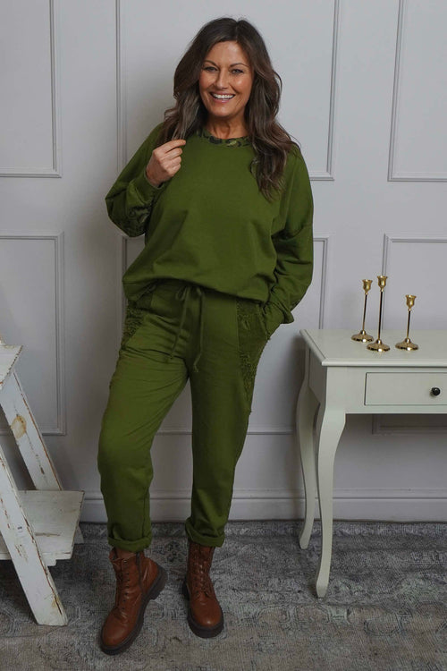 Lina Cord Detail Cotton Joggers Olive