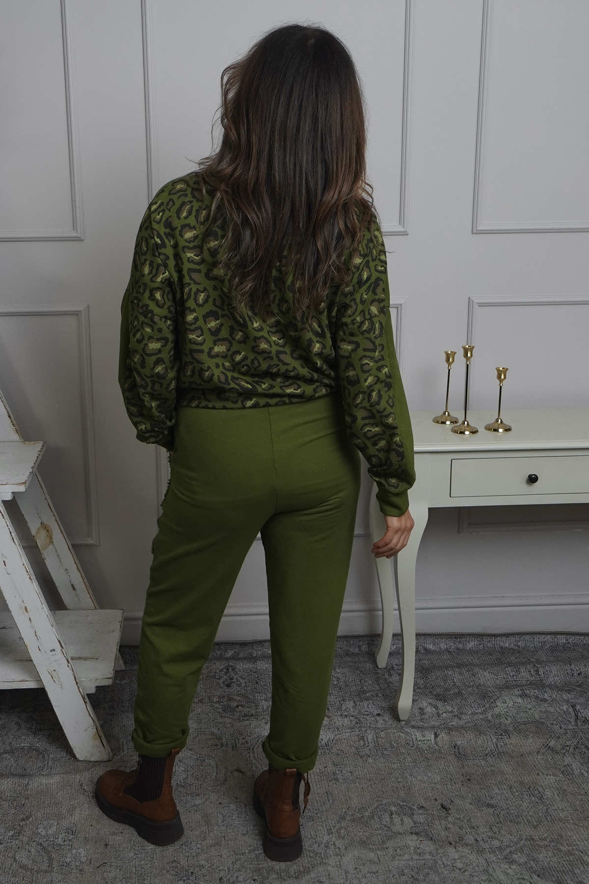 Lina Cord Detail Cotton Joggers Olive