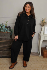 Sybil Button Cotton Sweatshirt Black Black - Sybil Button Cotton Sweatshirt Black