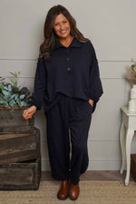 Yasmina Cropped Cotton Trousers Navy Navy - Yasmina Cropped Cotton Trousers Navy