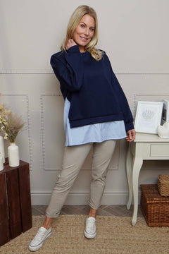 Gail Layer Detail Top Navy