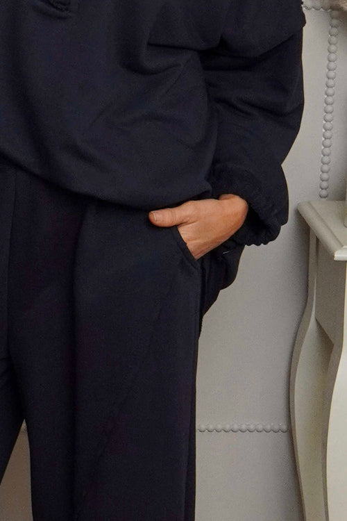 Yasmina Cropped Cotton Trousers Navy - Image 3