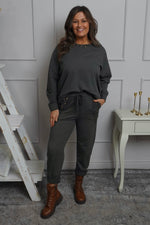 Lina Cord Detail Cotton Joggers Mid Grey Mid Grey - Lina Cord Detail Cotton Joggers Mid Grey