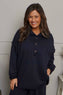 Sybil Button Cotton Sweatshirt Navy