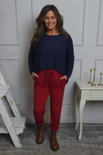 Lina Cord Detail Cotton Joggers Red Red - Lina Cord Detail Cotton Joggers Red