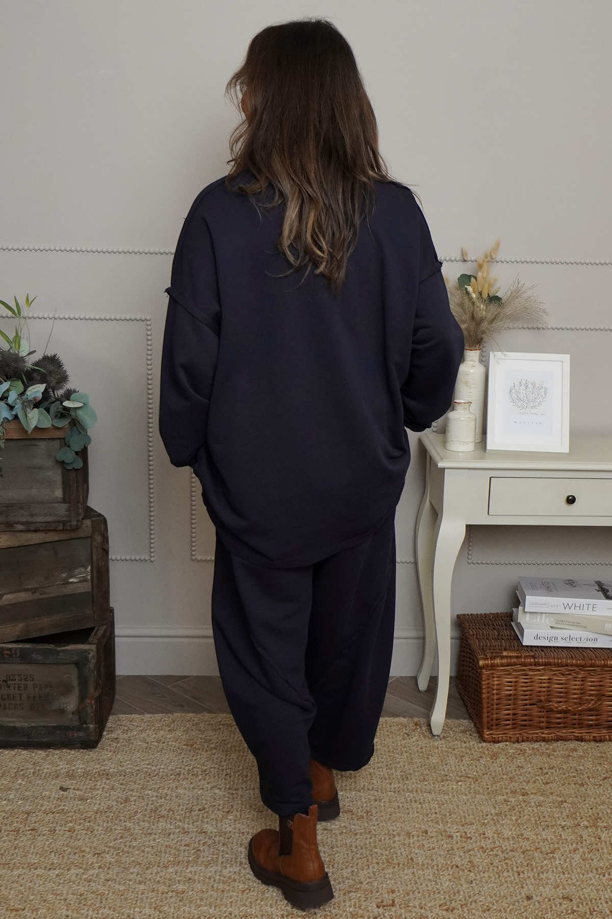 Sybil Button Cotton Sweatshirt Navy