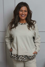 Nicky Leopard Print Cotton Top Stone Stone - Nicky Leopard Print Cotton Top Stone