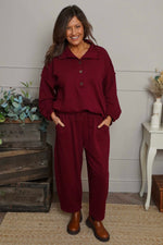 Yasmina Cropped Cotton Trousers Wine Wine - Yasmina Cropped Cotton Trousers Wine