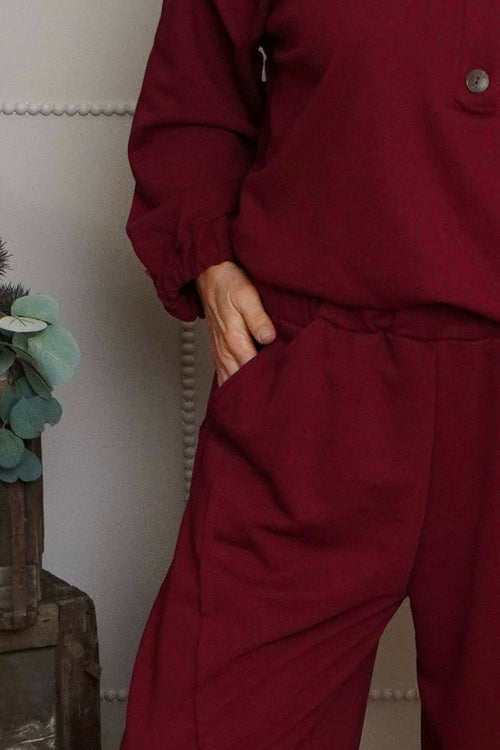 Yasmina Cropped Cotton Trousers Wine - Image 3