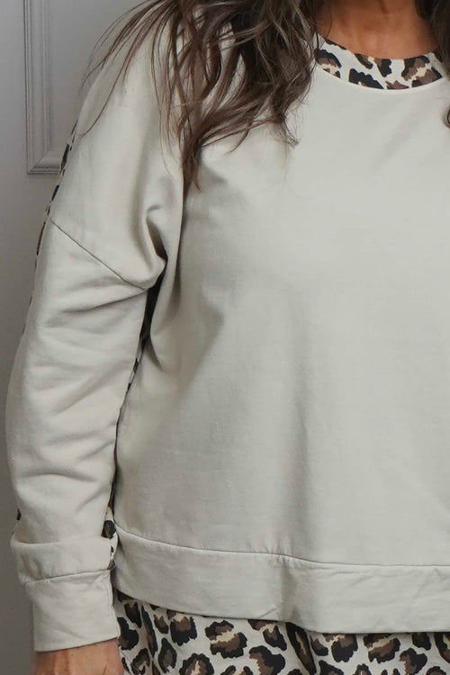 Nicky Leopard Print Cotton Top Stone - Image 3